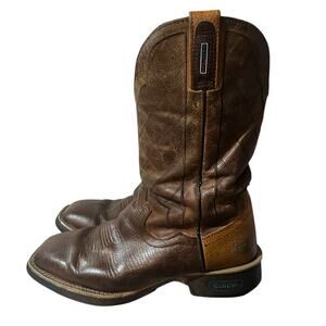 Cinch Boots WRX Work Boot Brown/Red Leather Mens 8.5 D Square Toe Western Cowboy